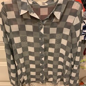 gray long sleeve button up